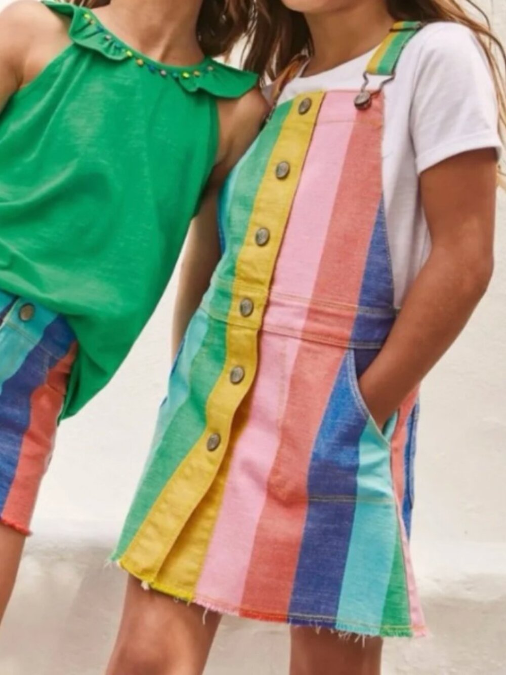 Boden Girls Rainbow Overall Dress Size 7-8Y